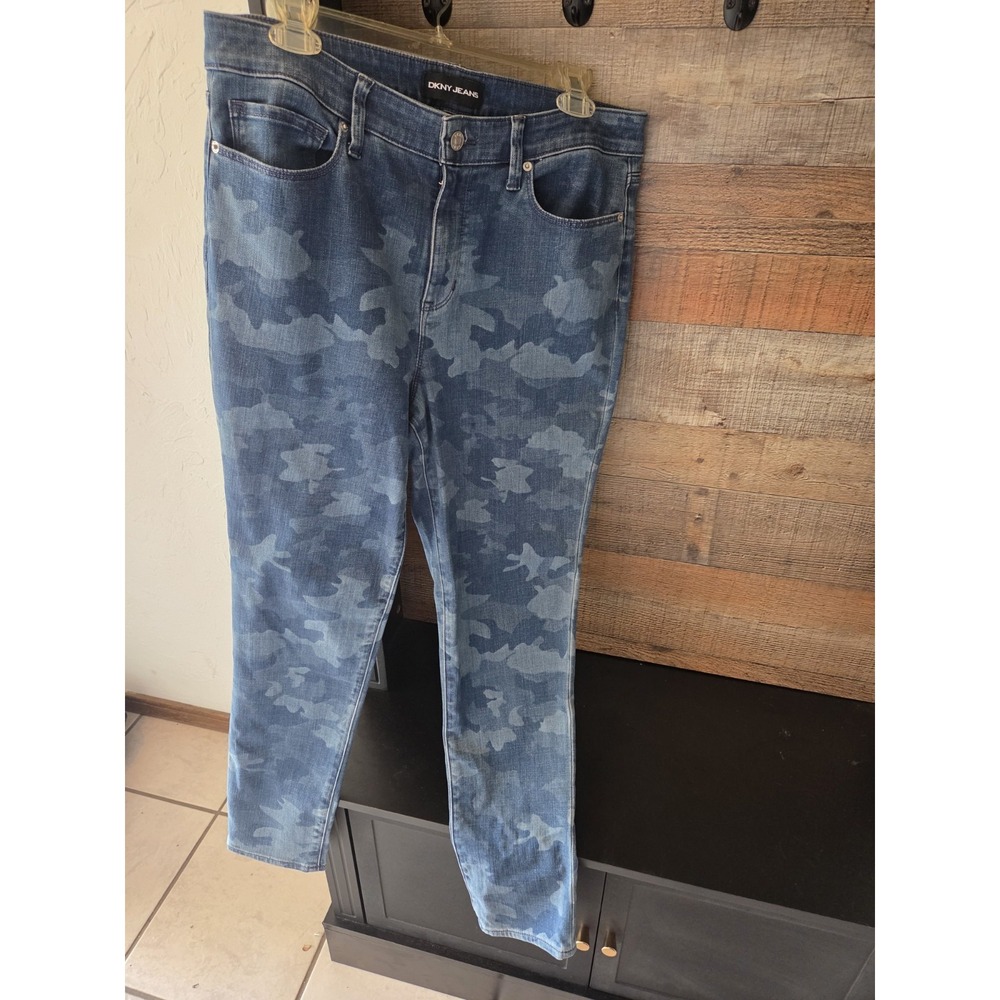 DKNY Jeans blue camo skinny jeans women's slim fit denim mid rise 5-pocket